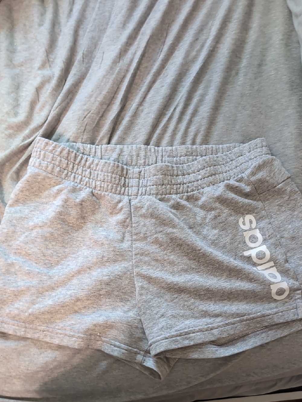 adidas Women's Light Gray Athletic Shorts with Vertical Logo